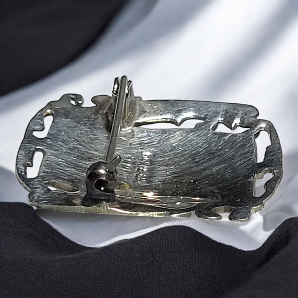 Vintage Sterling Silver Siam Beautiful Blue Enamel Dancing Goddess Brooch - Picture 4 of 4